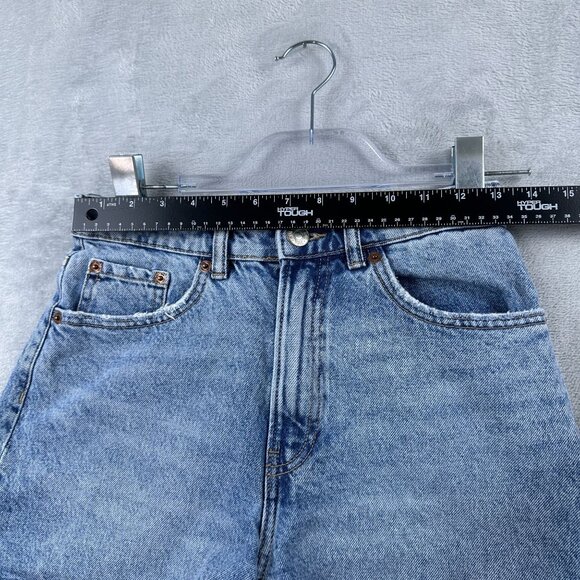 Zara High Waisted Mom Shorts Womens Size 4 Light Wash Denim High Rise Blue - Picture 4 of 8